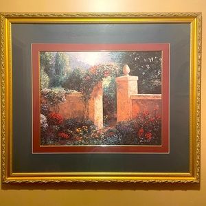 Van Martin framed & matted painting frame measures 37” x 32” painting 11” x 18”